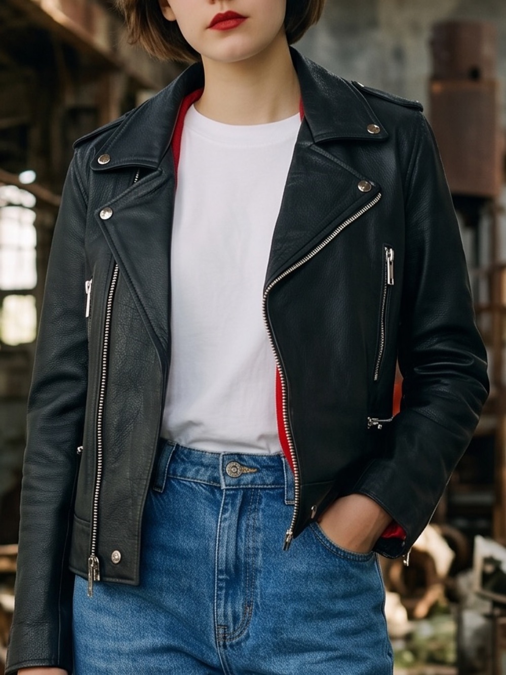 Straight to Hell Jacket Black Leather Vincent Motorcycle Women's Large to XL - Picture 15 of 15